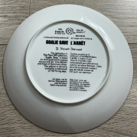 Vintage Stewart Sherwood 1990 “Goalie Save” Hockey Plate Collectable - Picture 2 of 5